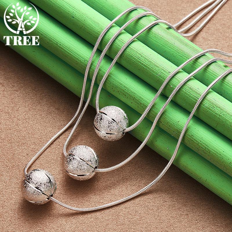 Versatile 925 Sterling Silver Frosted Bead Pendant Necklace For Women Engagement Wedding Birthday Party High-Quality Jewelry