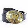 Alphabet Oval Buckle Cowhide Casual Leather Classic Unique Design Elegant Comfortable Colorful Style