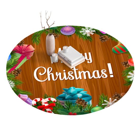 Fitted Christmas Round Tablecloth Holiday Snowflakes Table Cover with Elastic Edge Water-Resistant Christmas Tree Table Cover for Round Tables Dinner