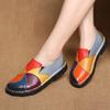 Designer Patches Ballet Flats For Women  Luxury Vintage Shoes Big Size 42 Women's Genuine Leather Moccasins Mom Rainbow Loafers