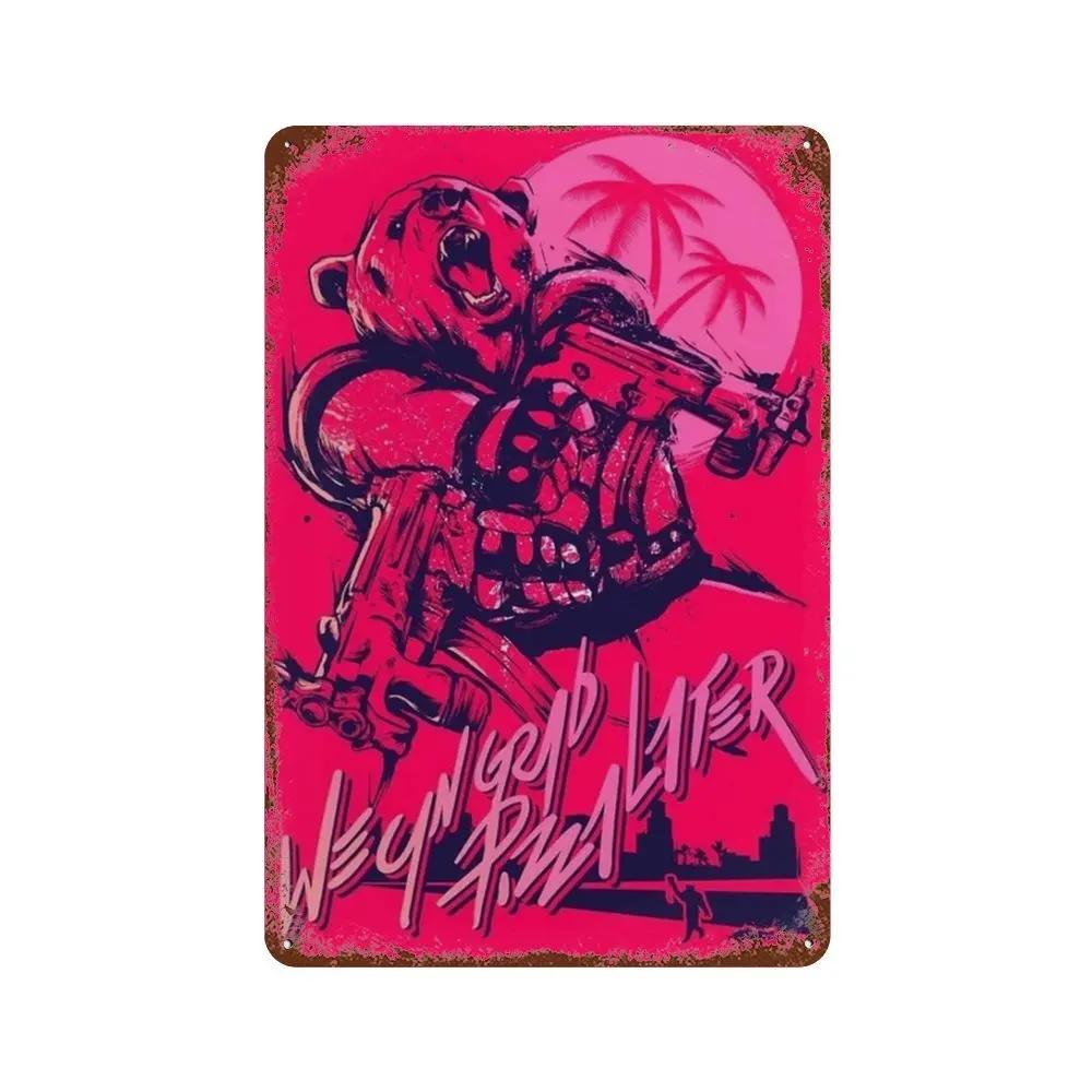 Постер Hotline Miami Горячие Классические Постеры Приключенческой Игры и Металлическая Жестяная Табличка Настенное Искусство Декорация Табличка Мужская Пещера Домашний Декор студия