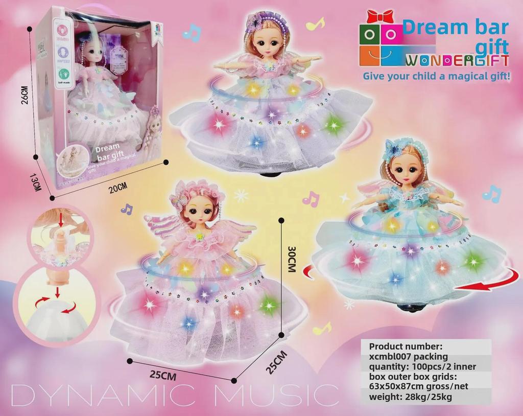 Кукла Барби-принцесса высотой 26 см, поющая, вращающаяся и танцующая с музыкой и огнями, детская игрушка.