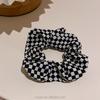 Autumn Winter Checkerboard Plush Hair Hoop Sweet Girl Hair Accessories PU Hairband White Black Elegant Sponge Fabric Headband