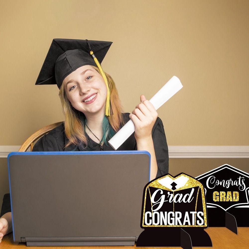 Черно-золотой выпускной настольный орнамент Поздравляю выпускника GRAD Тема Декор Одноклассники