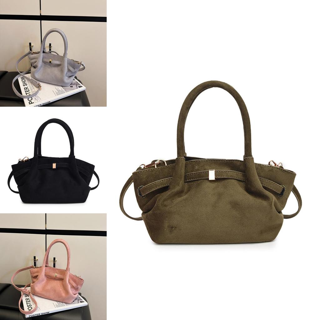 Minimalist Womens Solid Color Pleated Design Shoulder Bag For Casual Outings