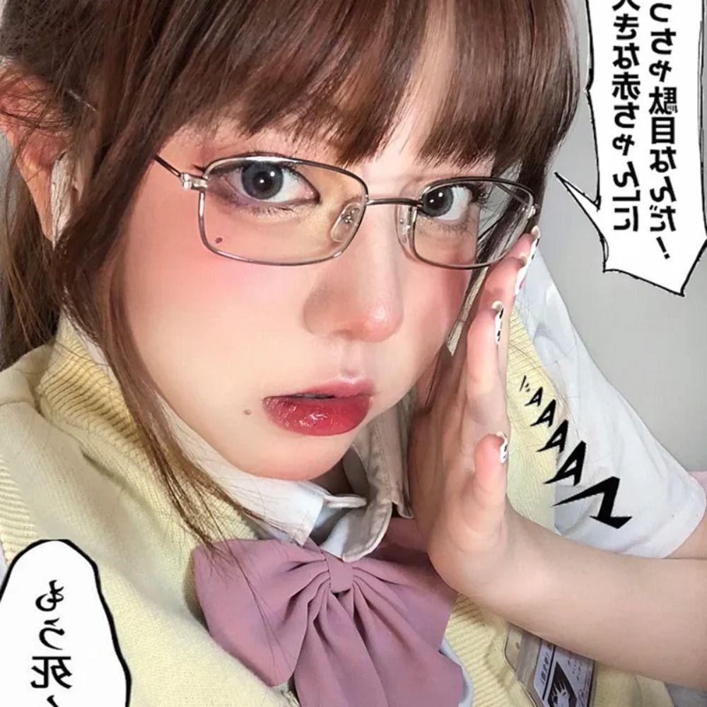 Metal Japanese Harajuku Glasses Gold Silver Black Anti-blue Anti-blue Glasses Oversized Vision Care Decorative Glasses Women Men