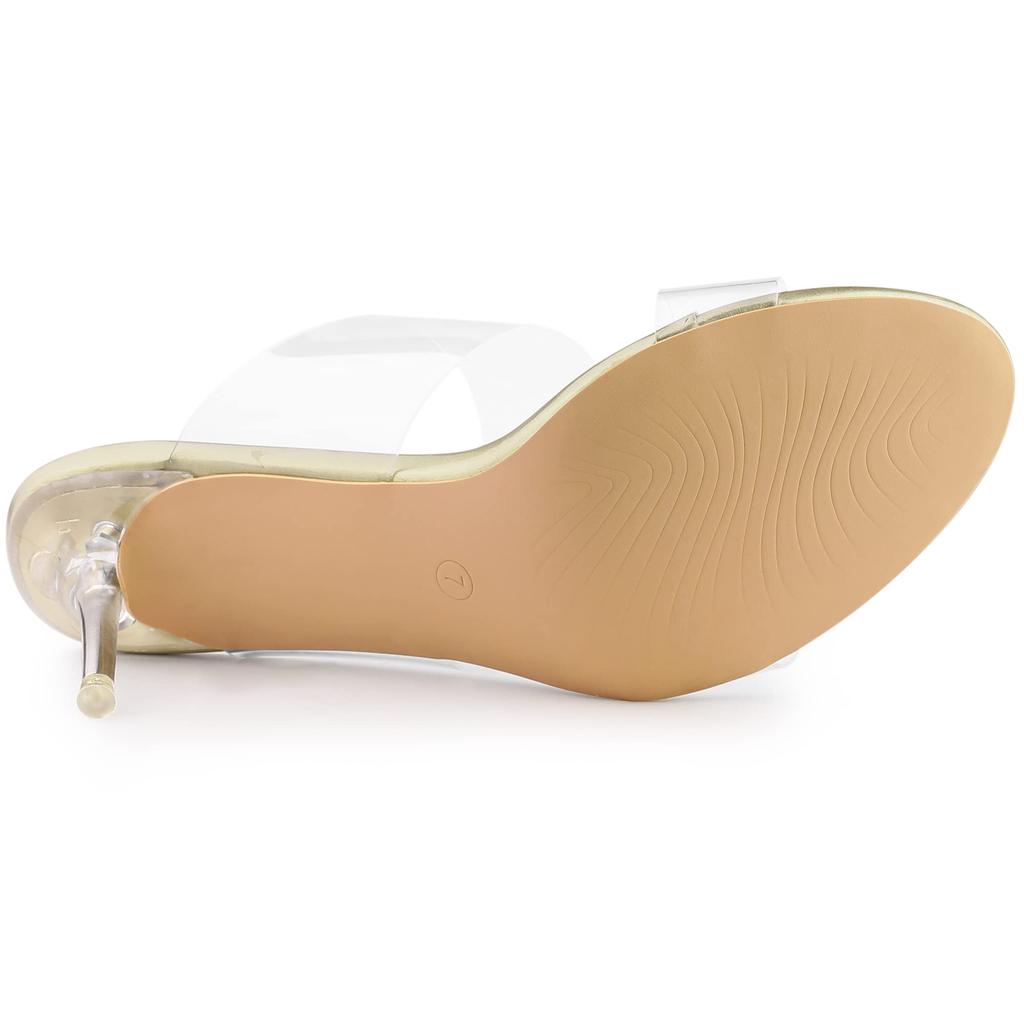 Allegra K Women's Gold Clear Stiletto Heel Slide Mule Sandals, Size 25.0cm