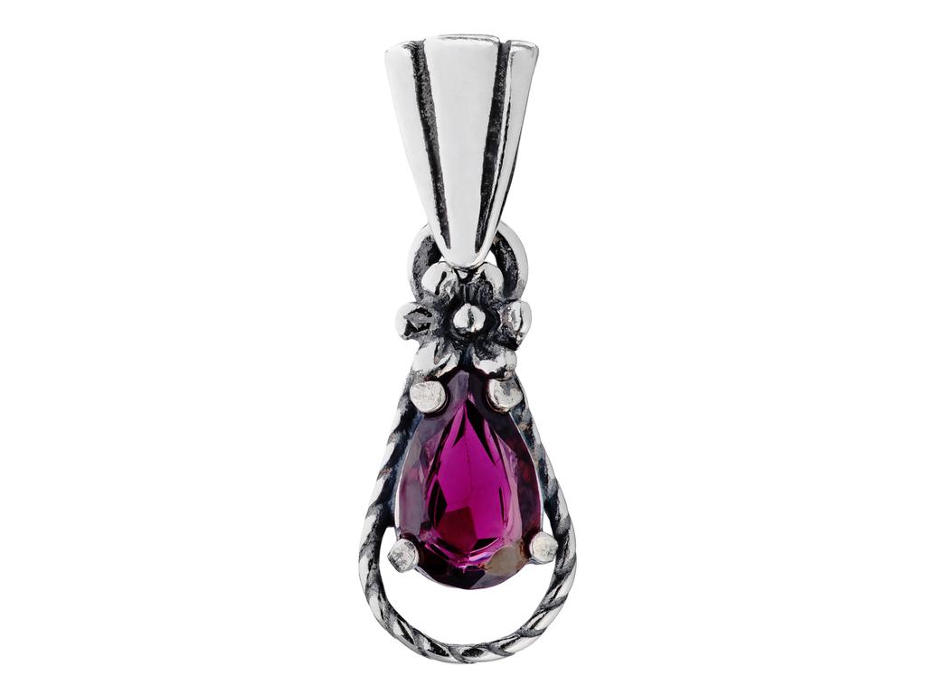 Silver Elephant Pendant with Amber Cubic Zirconia Small Oxidized Pendant 925