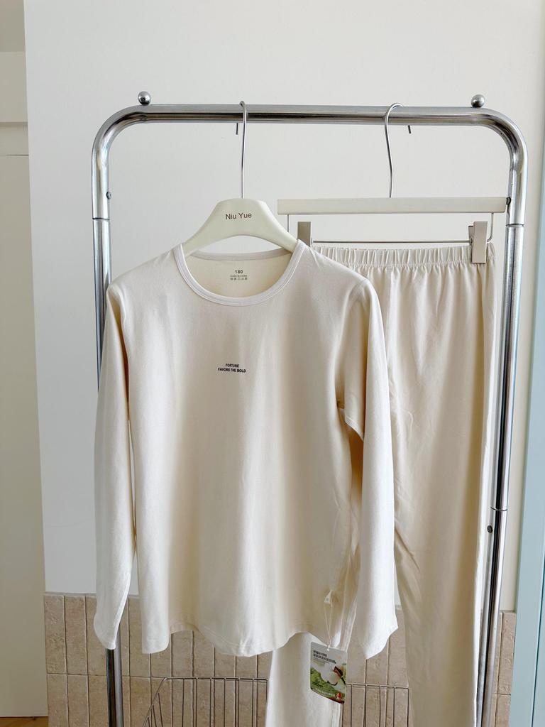 Осенняя пижама для подростка и ребенка постарше - Однотонная, Унисекс, Мягкая лайкра, Хлопок из Синьцзяна, Удобная и приятная для кожи