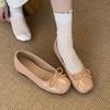 Inner Heightening Bow Red Light Mouth Single Shoes Women's New Gentle Temperament Commuter Ladyshoes