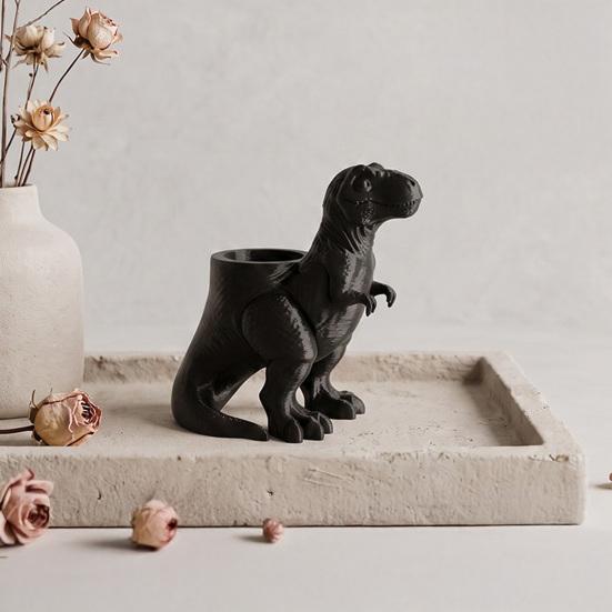Unique Dinosaur Theme Gift 3D Printed T-Rex Planter Pot, Succulents Flower Creative Functional Indoor Gardening Pot Storage Holder for Pen Makeup