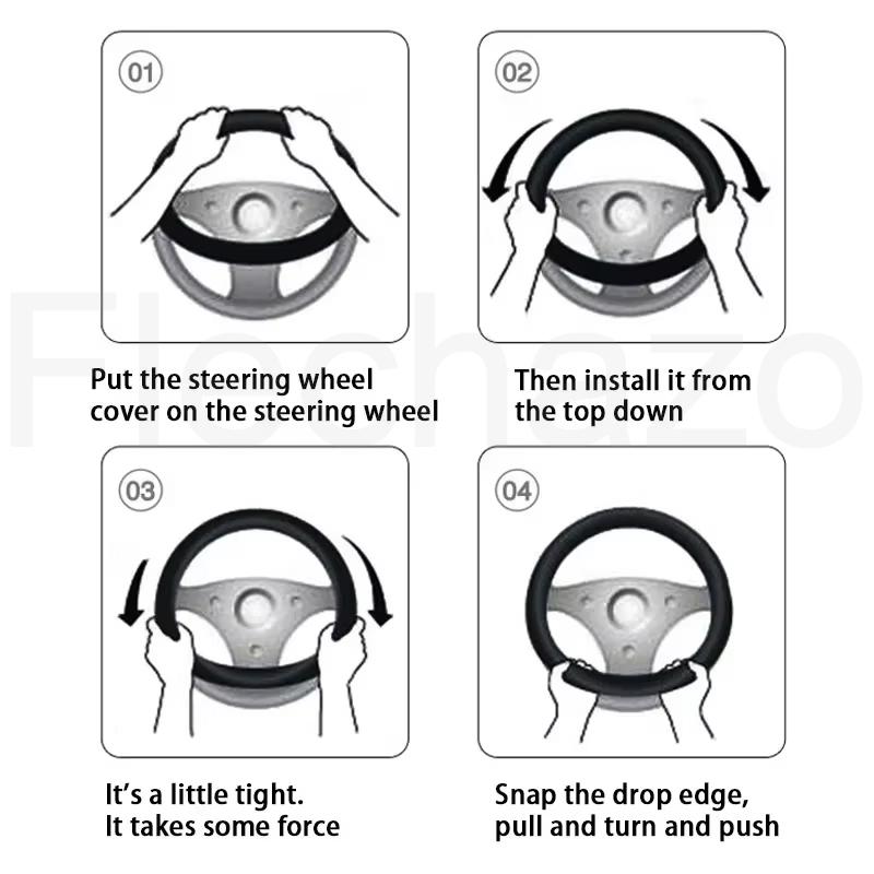 Car Steering Wheel Cover 37-38cm Leather Anti-slip Accessories ,For Volvo XC60 XC90 S60 V50 V90 S80 C40 XC40 V70 C30 XC70 S90