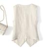 Linen Vest Thin Women's Vest Summer New High-end Slim Short Sleeveless Suit V-neck Waistcoat Vest 009#