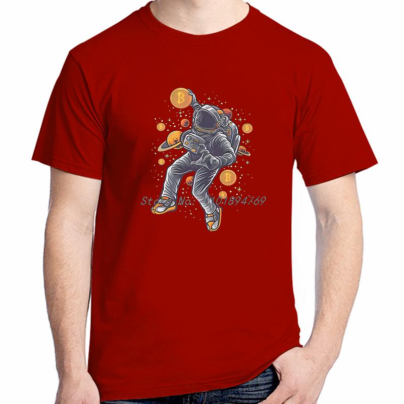 Btc Crypto Basketball In Space Tshirt For Unisex Bitcoin Cryptocurrency Miners Meme Clothing Fashion Cotton Short Sleeve Tshirt