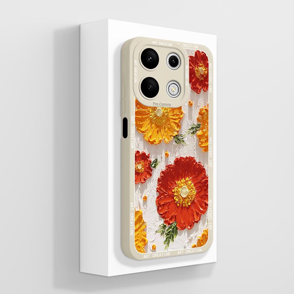 For Xiaomi Redmi Note 13 13 Pro 4G Phone Case Pretty Flower Liquid Silicone Back Cover For Redmi Note13 13Pro 4G Prevalent Funda