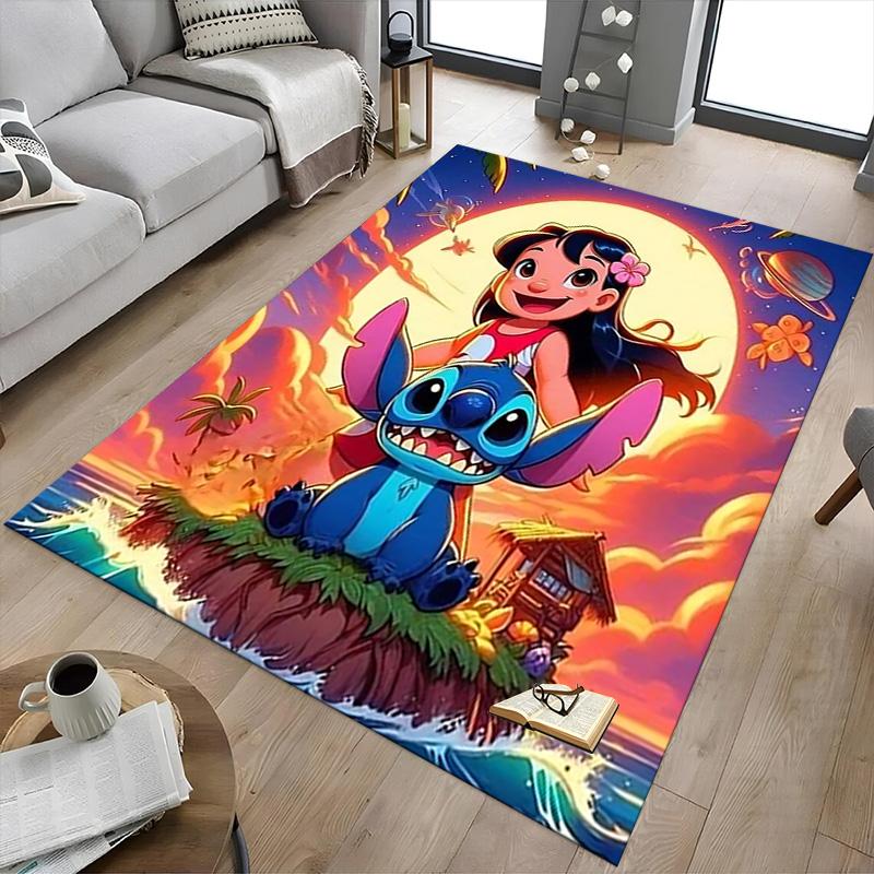 Lilo Stitch Adventure Carpet For Playroom Bedroom Living Room Sofa Home Decorkids Game Area Rug Nonslip Floor Mat