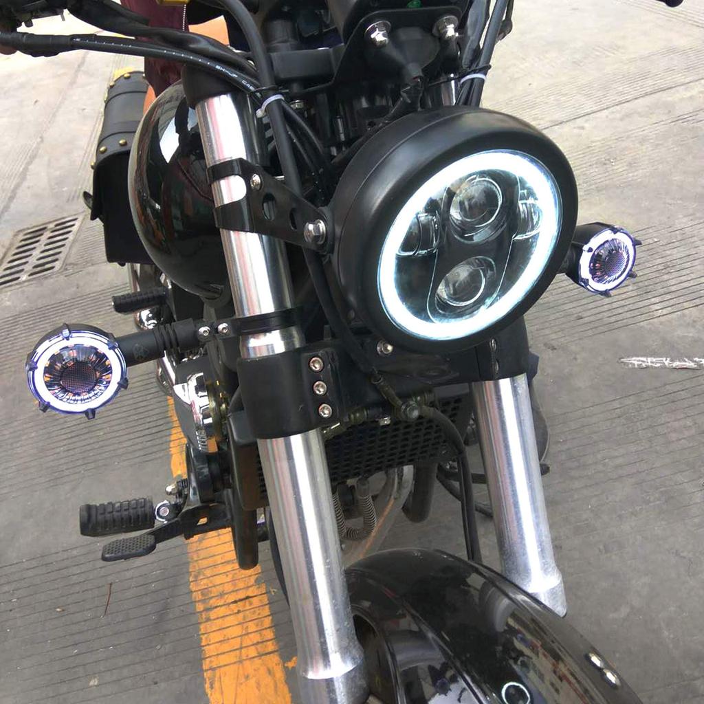 Дюймовая светодиодная фара для мотоцикла с белым кольцом Halo с кронштейном для крепления корпуса фары, совместимая с Honda Shadow 750 Rebel 500 Cafe Racer Bobber