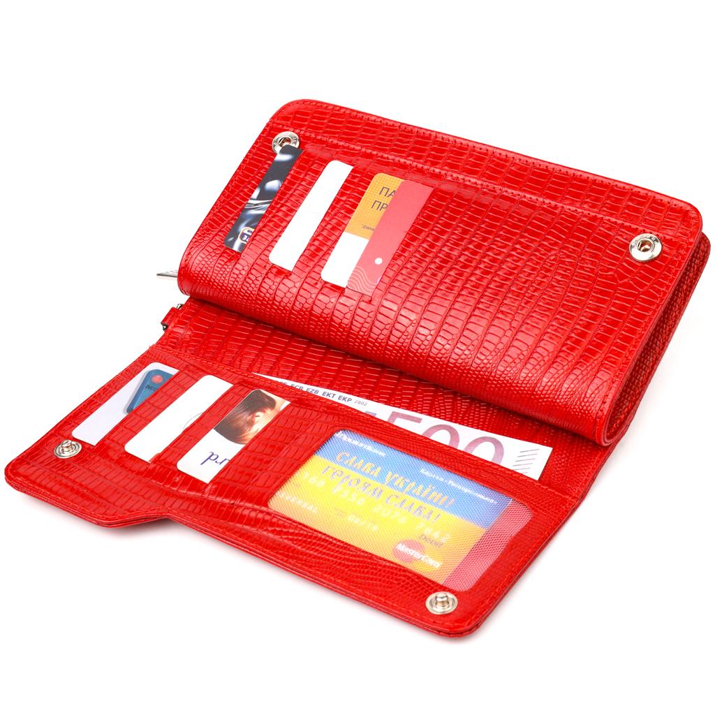 Женское портмоне клатч из натуральной кожи CANPELLINI Wallet 21534 Красное