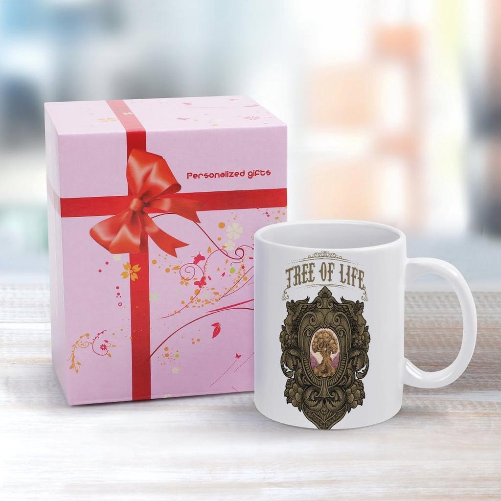 11oz White Ceramic Mug with Dual-Side Printed Surface and Smooth Grip, Perfect for Everyday Coffee Lovers and Tea Drinkers