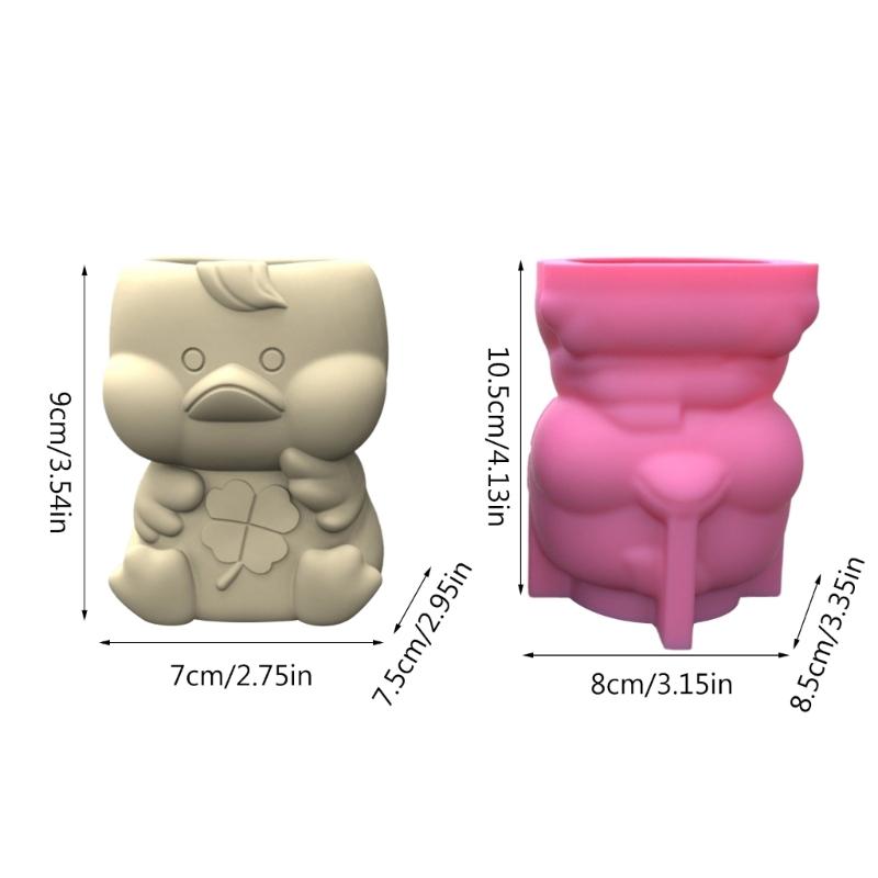 Little Duck Succulent Flower Silicone Mold Concrete Candlestick Resin Mould Succulent Planter Craft Casting Tool
