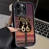 Чехол для телефона iPhone 17 Air 16E 15 16 Pro Max Маршрут 66 Америка Чехол 14 Plus 13 12 Mini Мягкий силиконовый Fundas