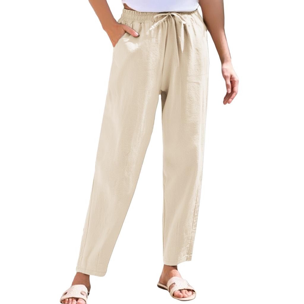 Women's Cropped Pants Stralght Pants With Pockets Lightweight Caual Loose  Trousers