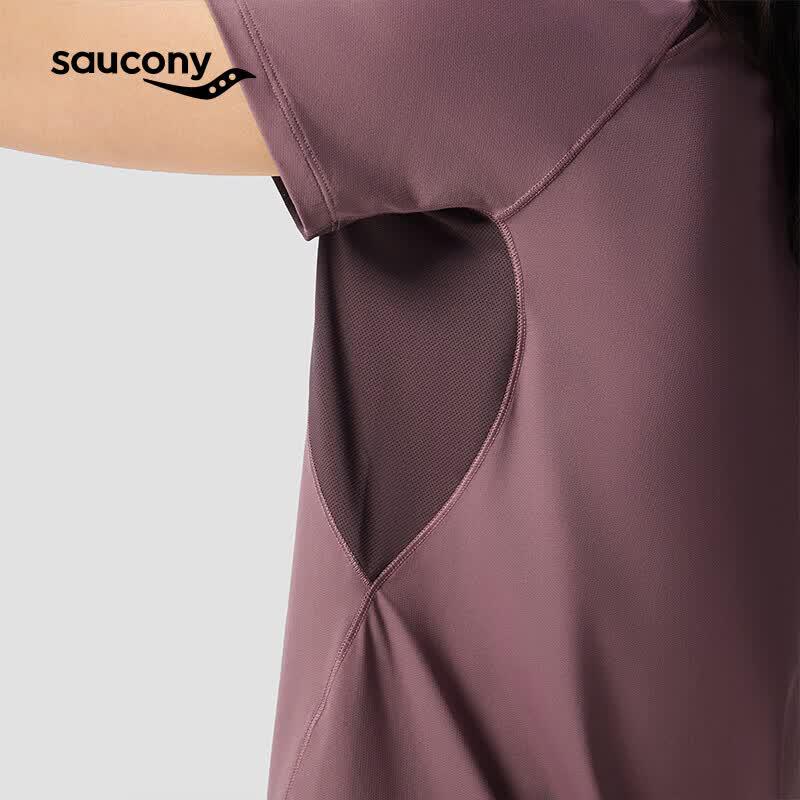 SAUCONY Женский классический дышащий вязаный топ с круглым вырезом и коротким рукавом, облегающего кроя