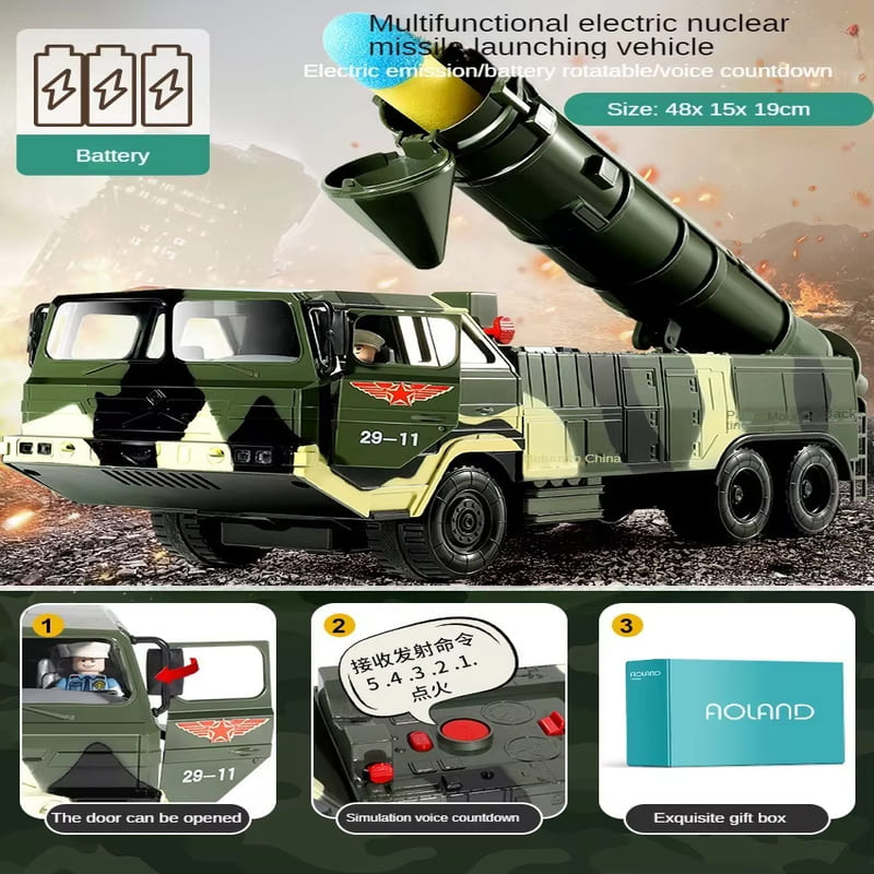Крупногабаритная игрушечная зенитная ракета из сплава, может запускать безопасный материал, детская ракетная установка, модель танка для 3-летнего мальчика, классный подарок