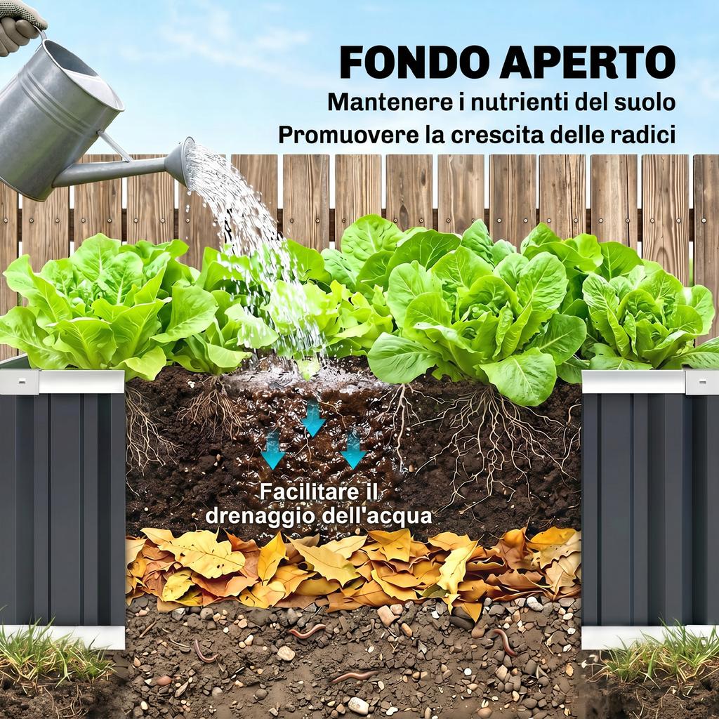 Raised Garden Bed in Steel, Open Bottom and Tool-Free Assembly, 90x90x30cm