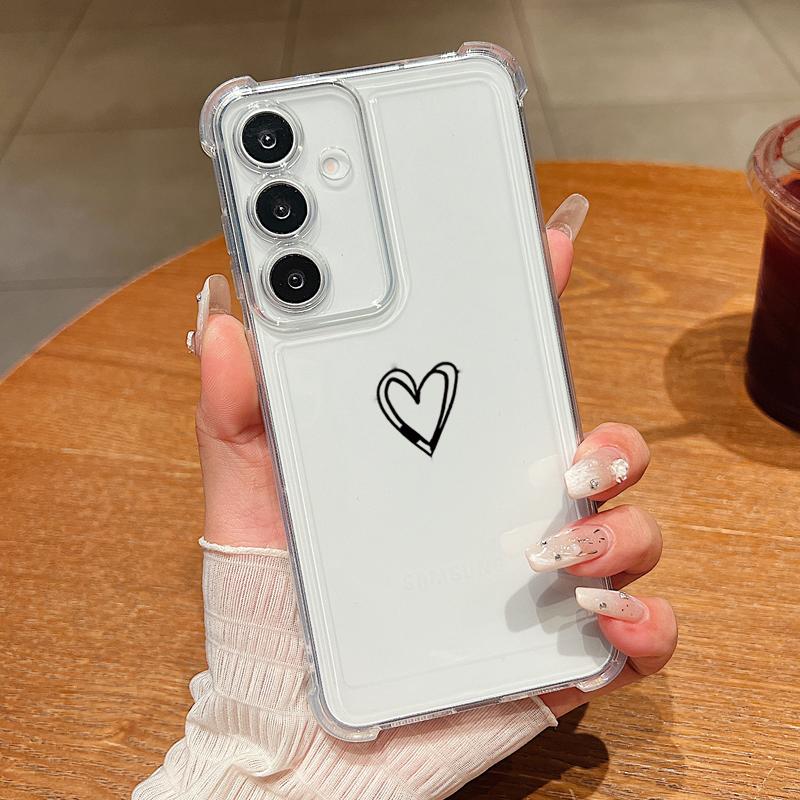 Простой чехол для телефона с принтом сердечек для Samsung Galaxy S26 S25 S24 S23 Ultra S22 Plus S21 S24 S25 FE, прозрачный, противоударный, мягкий