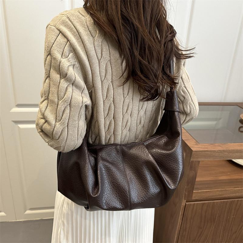 Pu Retro Dumpling Bag With Zipper Closure For Casual Street Style Daily Use