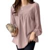 Spring and Autumn Women's Fashion Long-sleeved Solid Color Loose Round Neck Plus Size Shirt