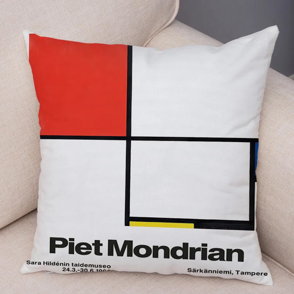 Piet Mondrian Geometric Line Color Block Pillowcase Soft Plush Throw Cushion Cover Decor Nordic Style Pillow Case for Sofa Home
