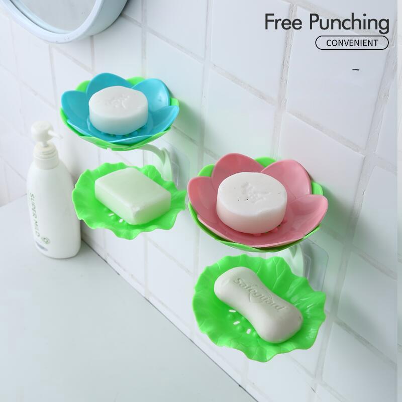 Креативная мыльница, настенная коробка для мыла с цветами, неперфорированная сливная стойка для ванной комнаты, бытовая мыльница для хранения