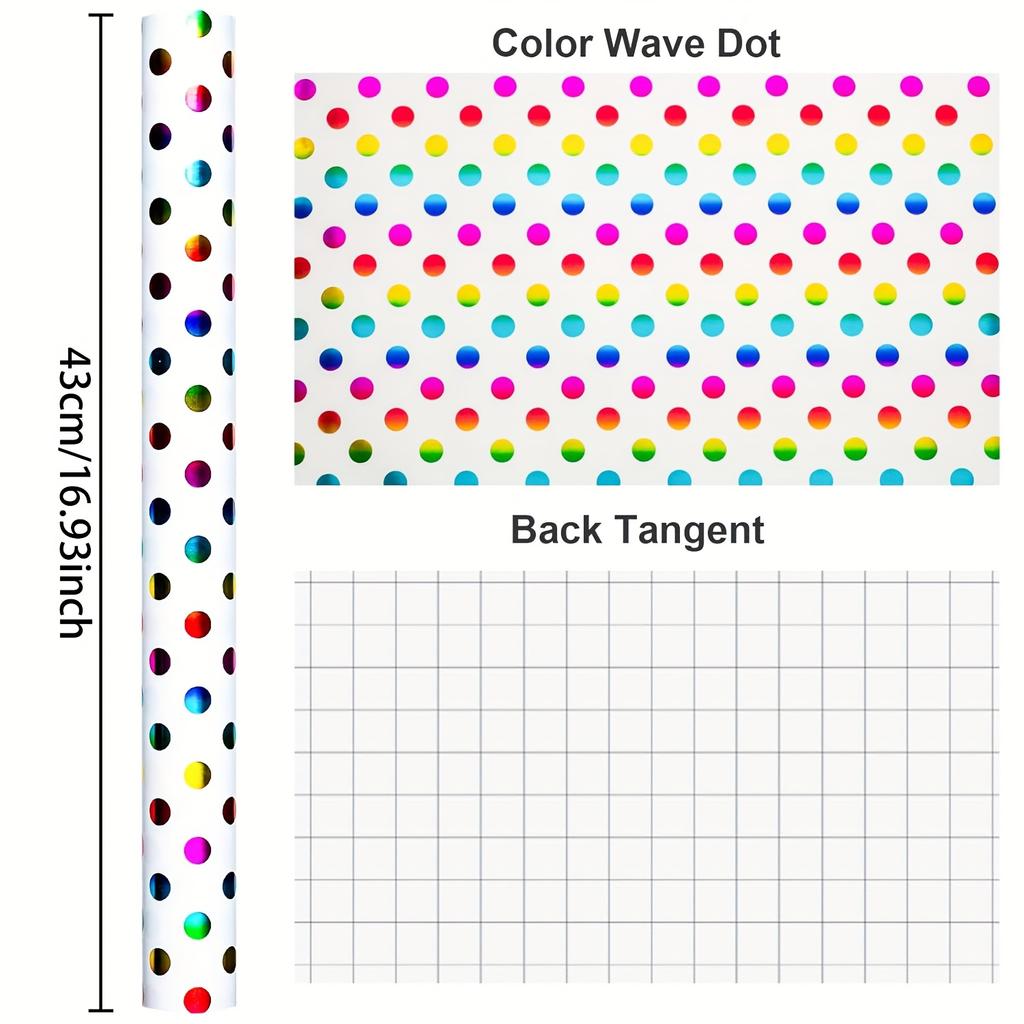1 рулон Радужная Красочная Бумага для Упаковки в Горошек - Мини-рулон Подарочная Упаковка для Дней Рождения, Праздников, Вечеринок, для Мальчиков и Девочек - 43 x 300 см
