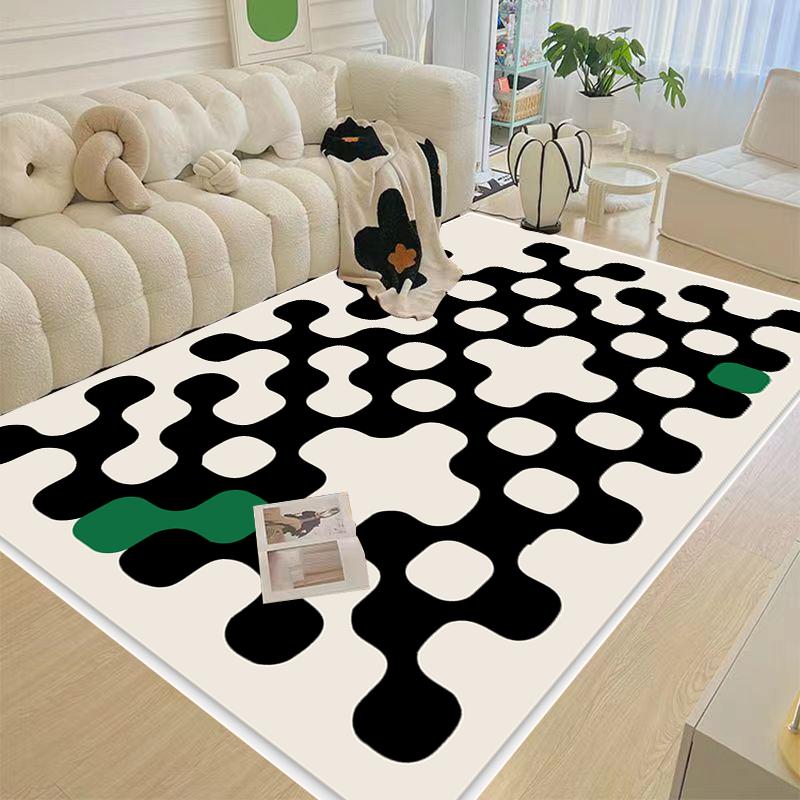 Carpets for Living Room Black and White Plaid Simple Rug Modern Beige Home Decoration Bedroom Carpet Large Area Soft Floor Mat