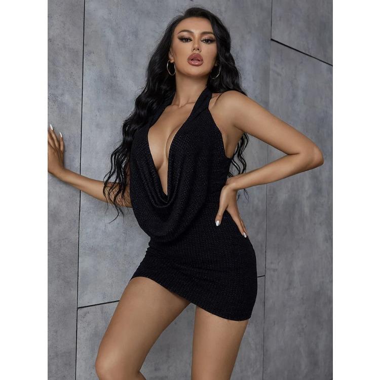 Nibber Diamond Pasted Solid Color Mini Dress Women Fashion Deep V-образный вырез без бретелек Dresses Women Trend Streetwear Clothing