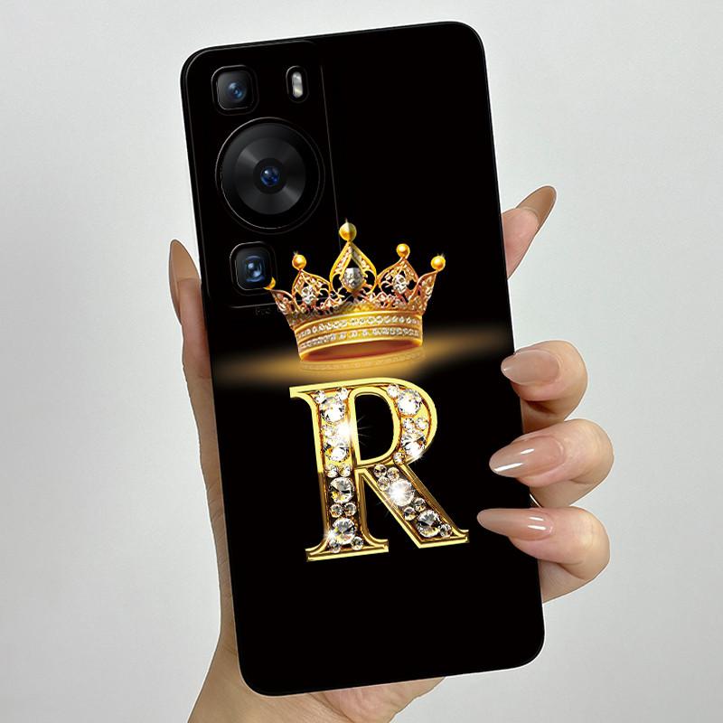 Для Huawei P60 / P60 Pro / P60 Art Чехол для телефона с короной и буквой для пары HuaweiP60 P60Pro P60Art Мягкий силиконовый TPU Защитный корпус