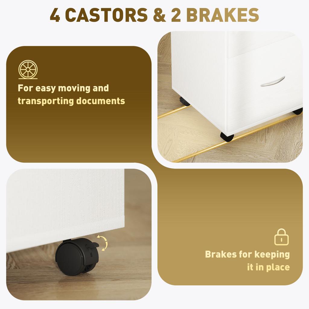 Two Drawer Lockable Filing Cabinet White Wood Grain