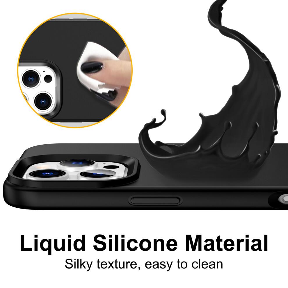 (Black) For iPhone 16 Pro Plus Max Liquid Silicone MagSafe Shockproof Phone Case