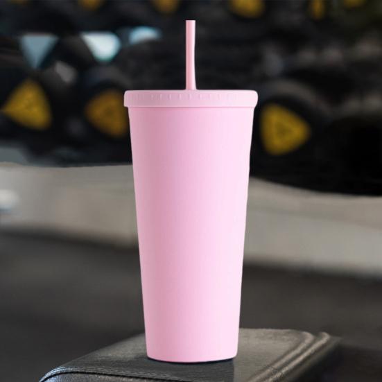 Стакан для кофе емкостью 720 мл с крышкой и соломинкой, вакуумная дорожная кофейная кружка с двойными стенками и широким горлышком