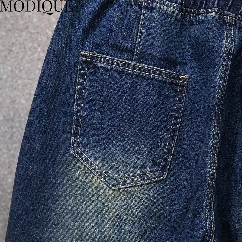 MODIQUE Spring Plus Size New Women Loose Vintage Straight High Waisted Elastic Long Jeans Lady Casual Versatile Harem Pants  Trousers