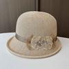 Versatile small edge crimped basin hat, spring and summer sun hat, new fashionable flower top hat, women's sun protection sun hat
