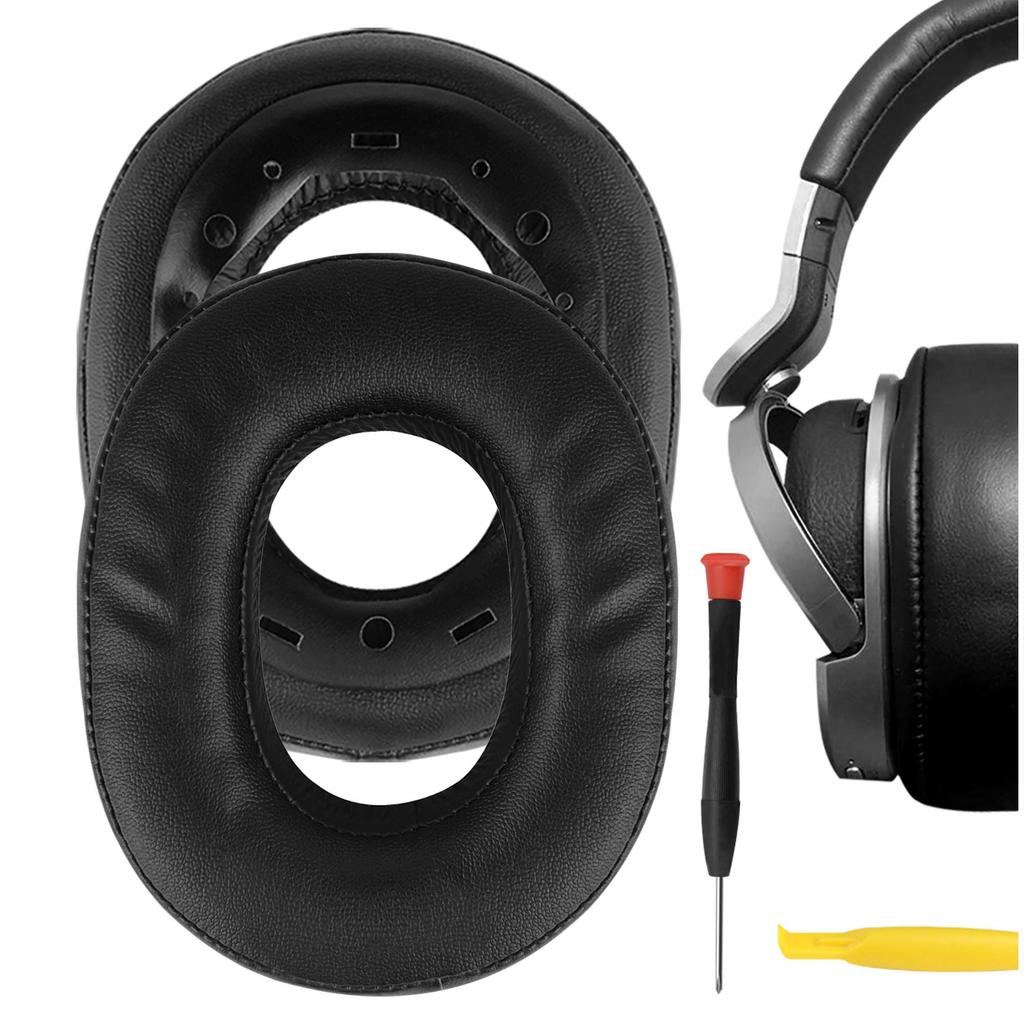 Geekria Ear Pads QuickFit Compatible Pads Compatible with SONY Headphones Pads Cups MDR-HW700, MDR-HW700DS Ear/Ear (Protein Leather/Black)