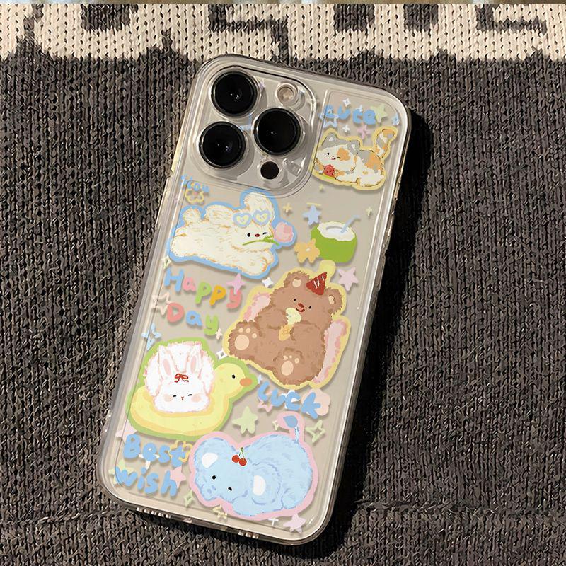 Прозрачный чехол для телефона с весенними греющимися на солнце животными для Apple 17, 16, 15, 13 Pro Max, 12 и 11