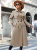 Spring Long Trench Coat for Women Casual Windbreaker Jacket Double Breasted Lapel Belted Windproof Female Overcoat