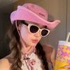 Japanese Retro Washed Cowboy Hats for Women Spring and Summer Outdoor Camping Sun Protection Sweet Pink Love Bucket Caps