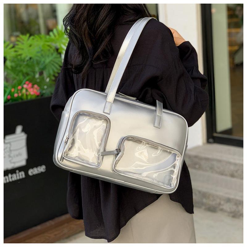 Прозрачная женская сумка из ПВХ, японский кампусный стиль, свежий и сладкий значок, новая модная сумка через плечо для известного в Интернете студента, сумочка