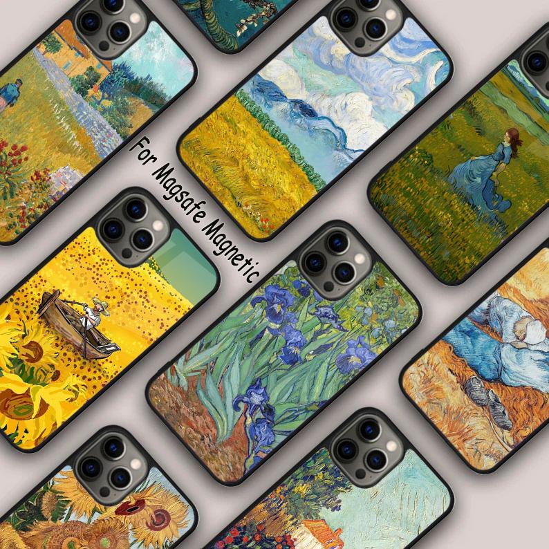 Ван Гог Арт Масляная Живопись Магнитный Чехол для Телефона Для APPLE iPhone 17 Air 16 14 13 12 Pro Max 15 Plus Беспроводная Зарядка MagSafe Чехол