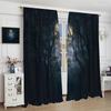 Gothic Dark Misty Forest Curtains, Mysterious Horror Foggy Dim Dead Jungle Under Strange Bright Moon,Thermal Insulation Blackout